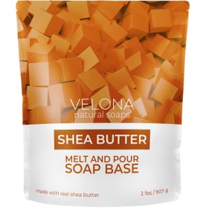 2 LB – Shea Butter Soap Base by Velona | Pre-Cut Cubes | SLS/SLES Free | Glycerin Melt and Pour |Natural for The Best Result for Soap-Making