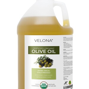 velona USDA Certified Organic Olive Oil - 64 Fl Oz | 100% Pure and Natural Oil | Extra Virgin, Unrefined, Cold Pressed | Cooking, Dressing