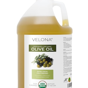 velona USDA Certified Organic Olive Oil - 1 Gallon / 128 Fl Oz | 100% Pure and Natural Oil | Extra Virgin, Unrefined, Cold Pressed | Cooking