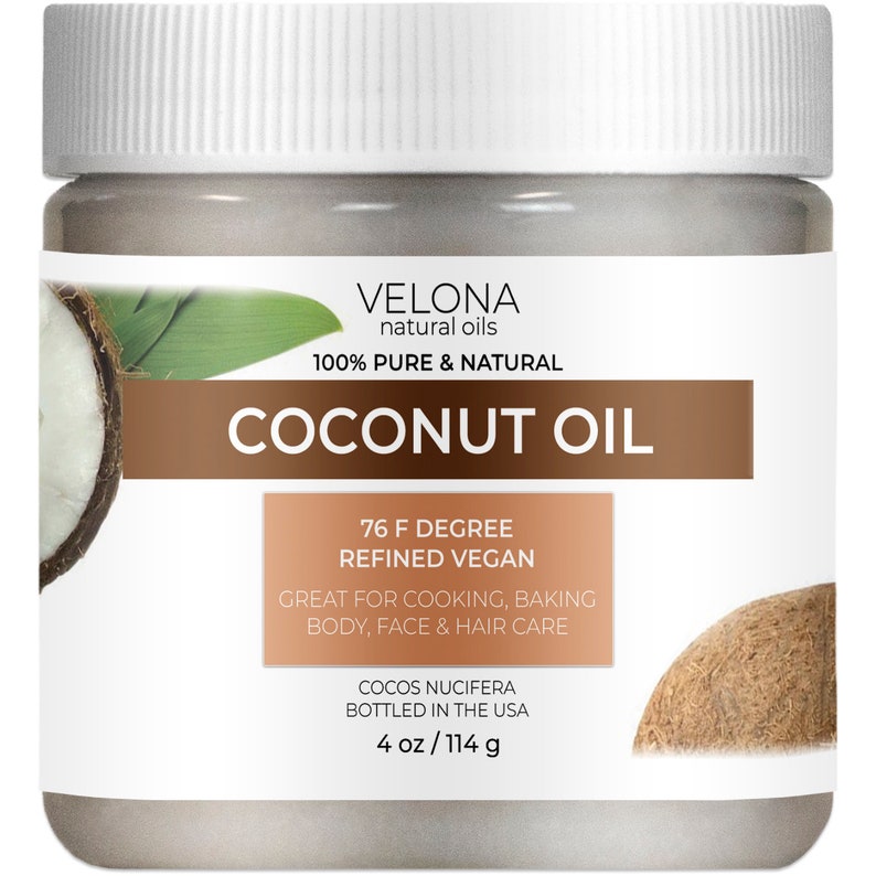 Coconut Oil 76 Degree by Velona 2 oz - 7 lb | 100% Pure and Natural Carrier Oil | in jar | Refined, Cold pressed