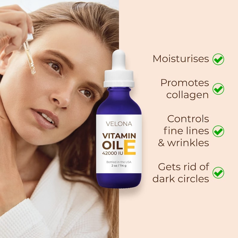Vitamin E Oil - 2oz | 42,000 IU | 100% Pure & Natural | for Face Hair Body Skin Care Stretch Marks Nails Scars | Food and Cosmetic Grade