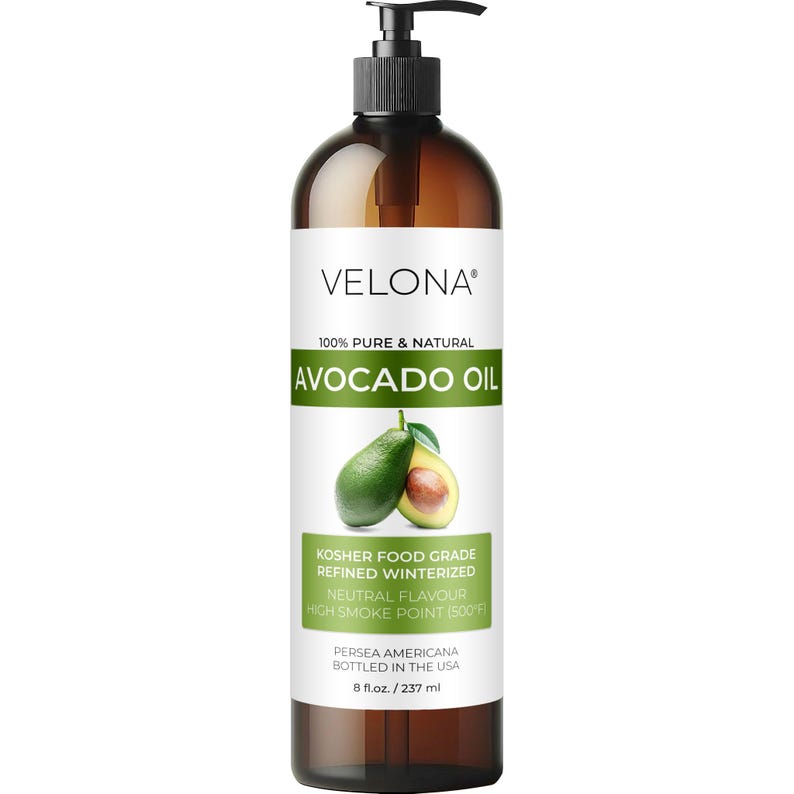 Avocado Oil by Velona - 2 Fl Oz - 1 Gallon/128 Fl Oz | 100% Pure and Natural Carrier Oil | Refined, Cold Pressed | Hair, Body and Skin Care