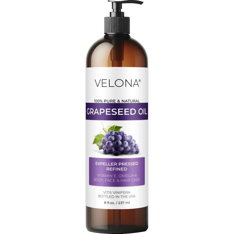 Grapeseed Oil by Velona 2 Fl Oz - 1 Gallon / 128 Fl Oz | 100% Pure and Natural Carrier Oil | Refined, Expeller pressed | Cooking