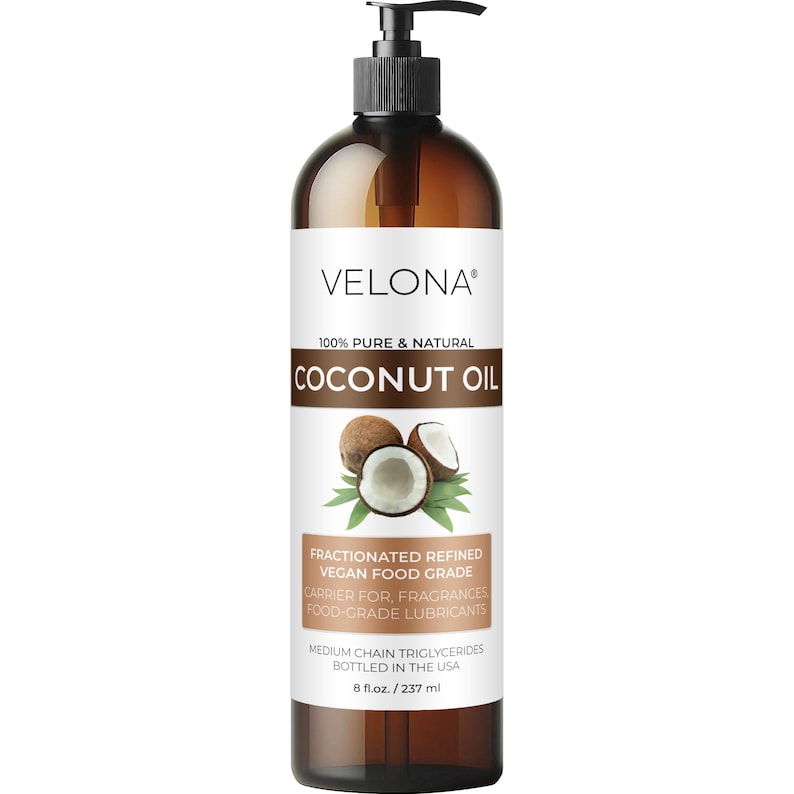 Coconut Oil by Velona 2 Fl Oz - 1 Gallon / 128 Fl Oz | 100% Pure and Natural Carrier Oil | Fractionated, Ultra Refined