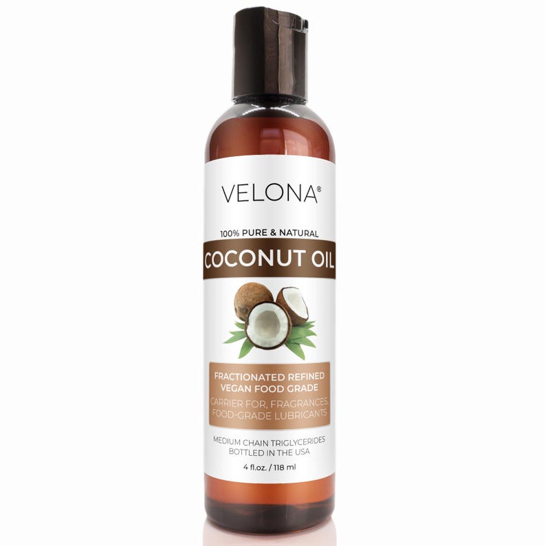 Coconut Oil by Velona 2 Fl Oz - 1 Gallon / 128 Fl Oz | 100% Pure and Natural Carrier Oil | Fractionated, Ultra Refined