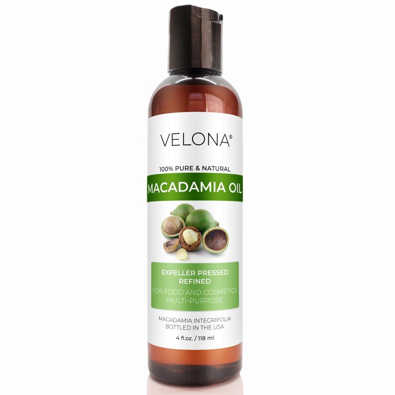 Macadamia Nut Oil by Velona 2 Fl Oz-1 Gallon/128 Fl Oz | 100% Pure and Natural Carrier Oil | Refined, Cooking, Skin, Hair, Body Moisturizing