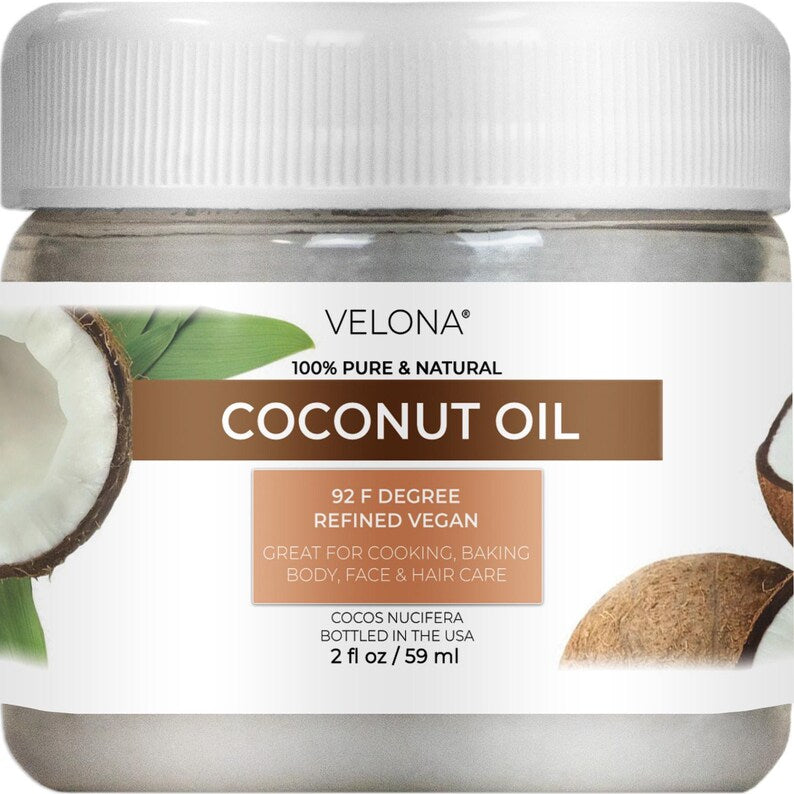 Coconut Oil 92 Degree by Velona 2 Fl Oz - 1 Gallon / 128 Fl Oz | 100% Pure and Natural Carrier Oil | in jar | Refined, Cold pressed