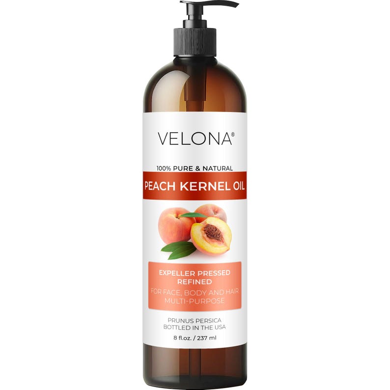 Peach Kernel Oil by Velona 2 Fl Oz - 1 Gallon / 128 Fl Oz | 100% Pure & Natural Carrier Oil |Refined, Expeller pressed | Cooking