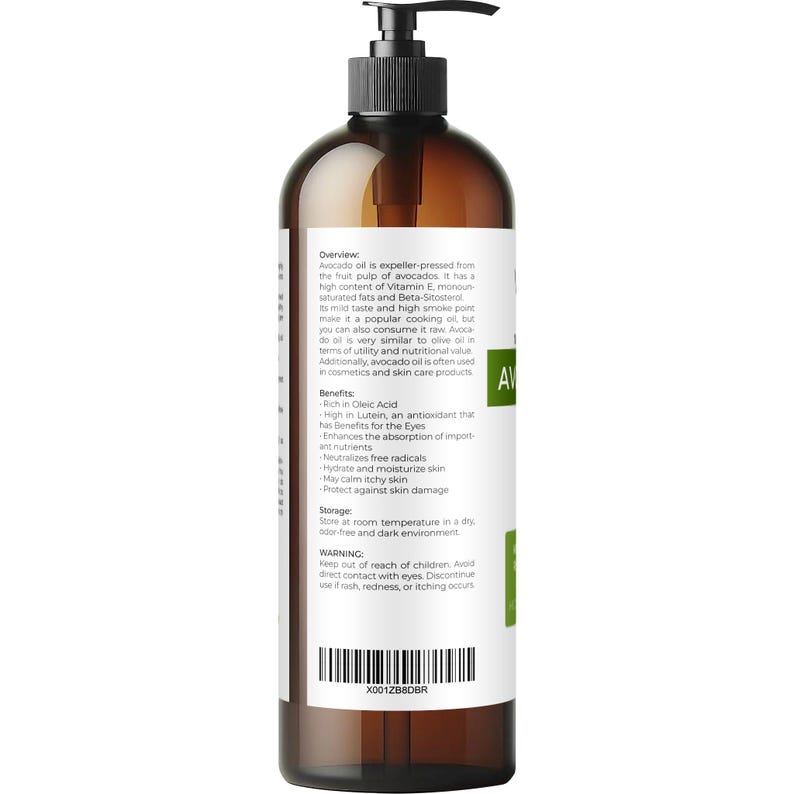 Avocado Oil by Velona - 2 Fl Oz - 1 Gallon/128 Fl Oz | 100% Pure and Natural Carrier Oil | Refined, Cold Pressed | Hair, Body and Skin Care