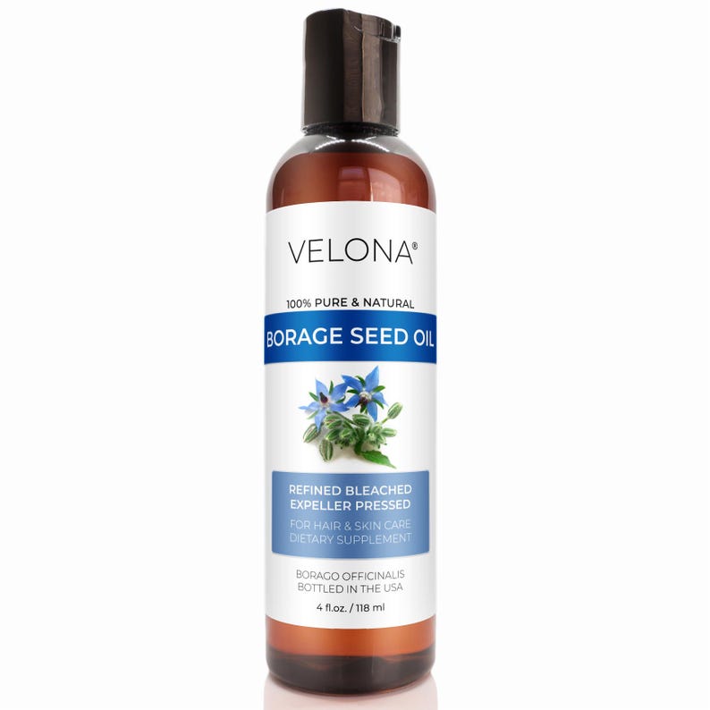 Borage Seed Oil by Velona 2 Fl Oz- 7 lb | 100% Pure and Natural Carrier Oil | Refined, Expeller pressed | Skin, Face, Hair Care
