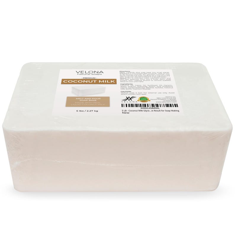 velona 5 LB - Coconut Milk Glycerin Soap Base SLS/SLES Free | Melt and Pour | Natural Bar for The Best Result for Soap Making