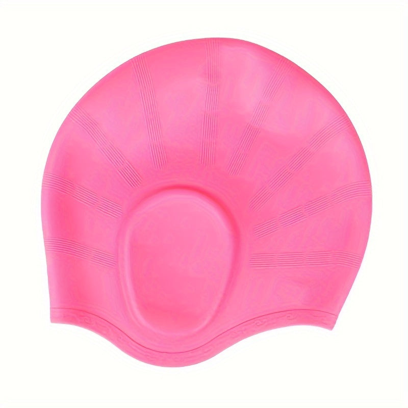 1-Pack Black Silicone Extended Swim Cap for Adults - Waterproof Comfort Fit Ear Protection Swim Cap for Long Hair, Secure Seal for Swimming, Water Aerobics, Diving, Water Sports Gear, Streamlined Design, Nonwoven Material, Diving Equipment, Hand Washable,