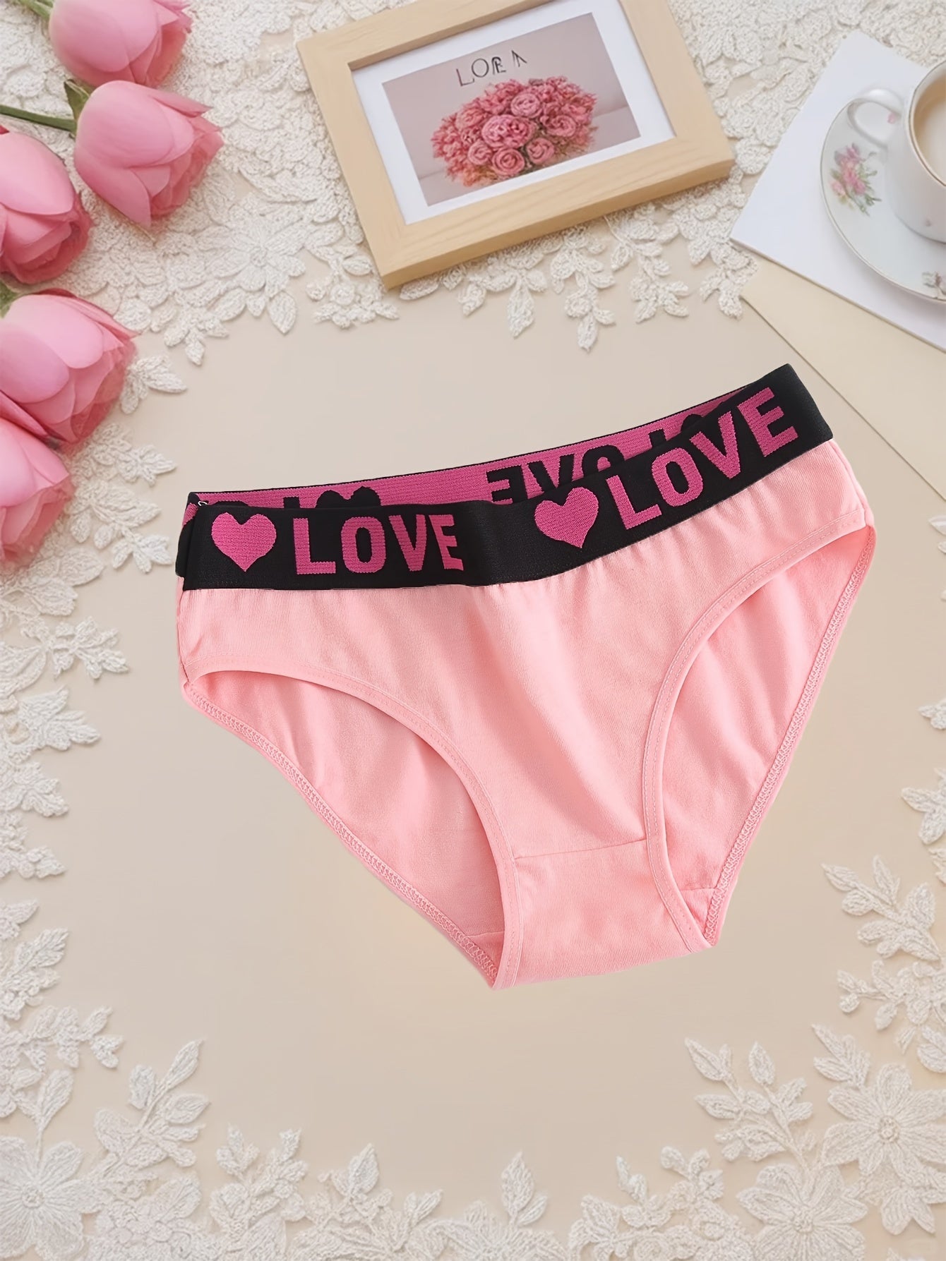 10-Pack Cotton Briefs for Women, Mid-Rise Comfortable Underwear with Wide Elastic Waistband and Assorted Alphabet Patterns