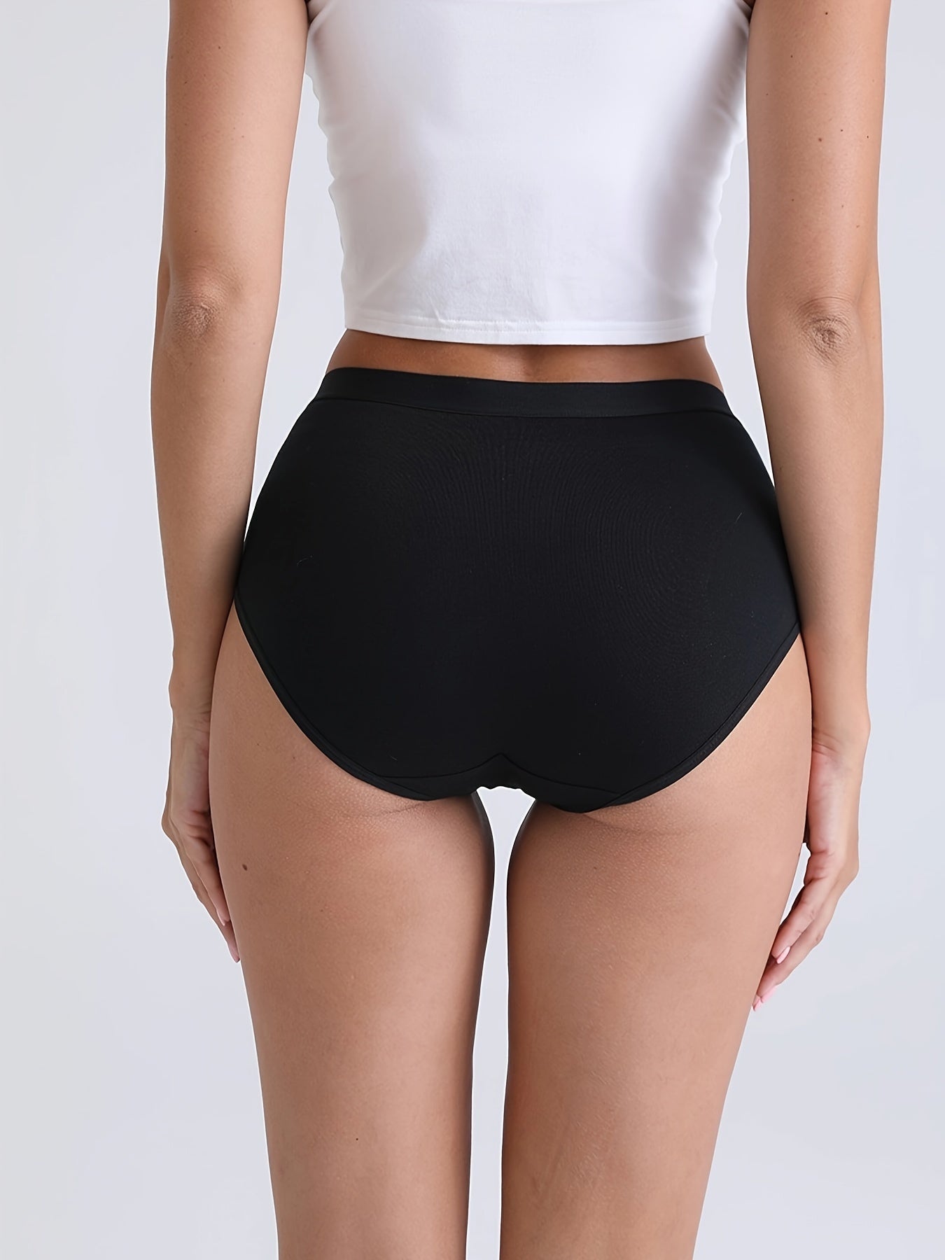 10pcs Solid Seamless High Waist Briefs, Sexy Comfy Breathable Stretchy Intimates Panties, Women's Lingerie & Underwear