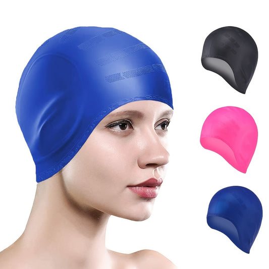 1pc Premium Silicone Swimming Cap with Ear Protection for Men and Women - Comfortable and Durable Swim Headwear for Enhanced Performance and Protection