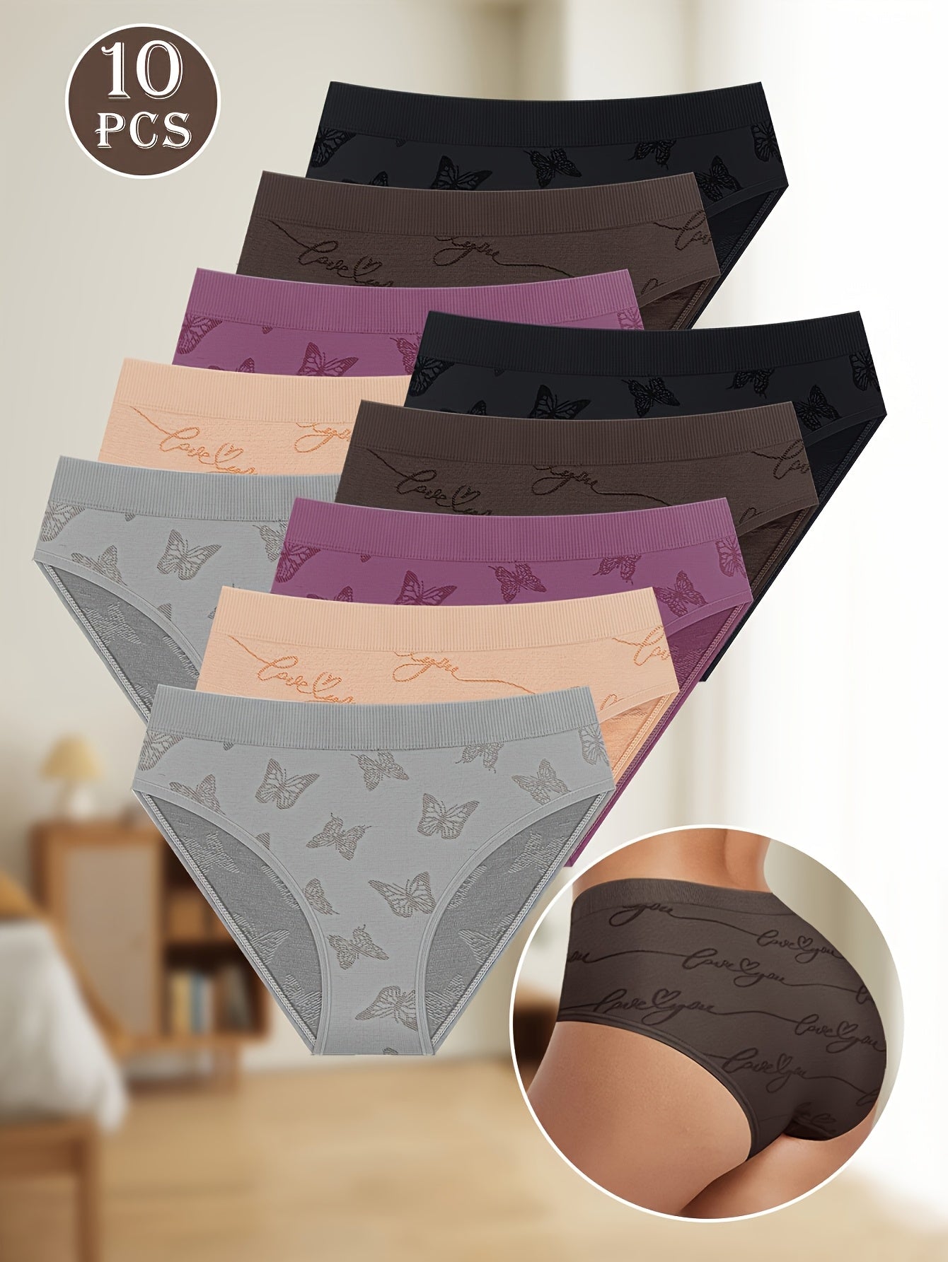 1/10 Pack Women's Panties Triangle Low-Rise Soft Breathable Minimalist Lightweight Seamless Random Color
