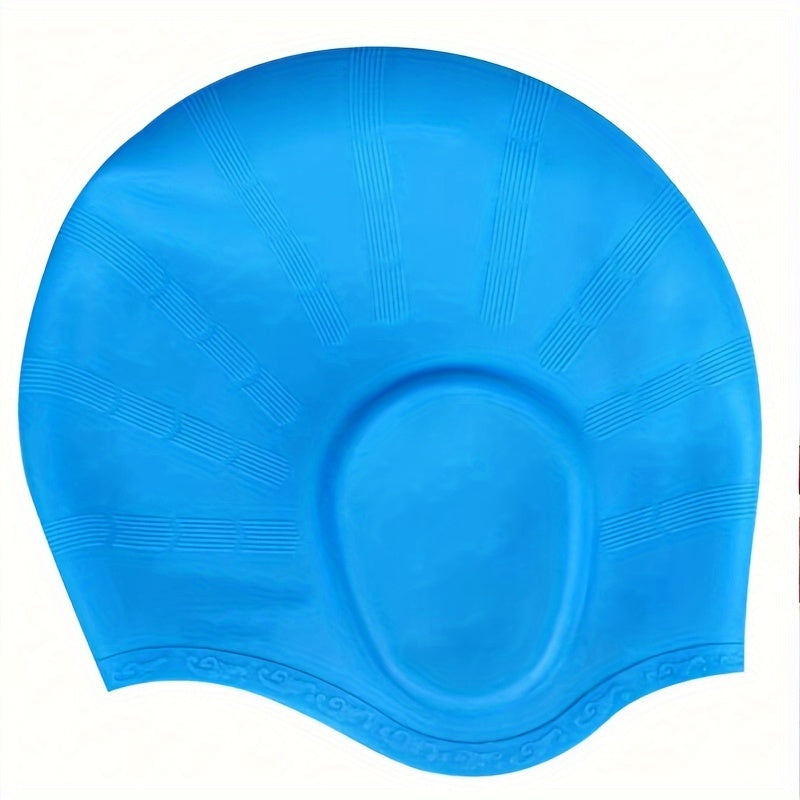 1-Pack Black Silicone Extended Swim Cap for Adults - Waterproof Comfort Fit Ear Protection Swim Cap for Long Hair, Secure Seal for Swimming, Water Aerobics, Diving, Water Sports Gear, Streamlined Design, Nonwoven Material, Diving Equipment, Hand Washable,