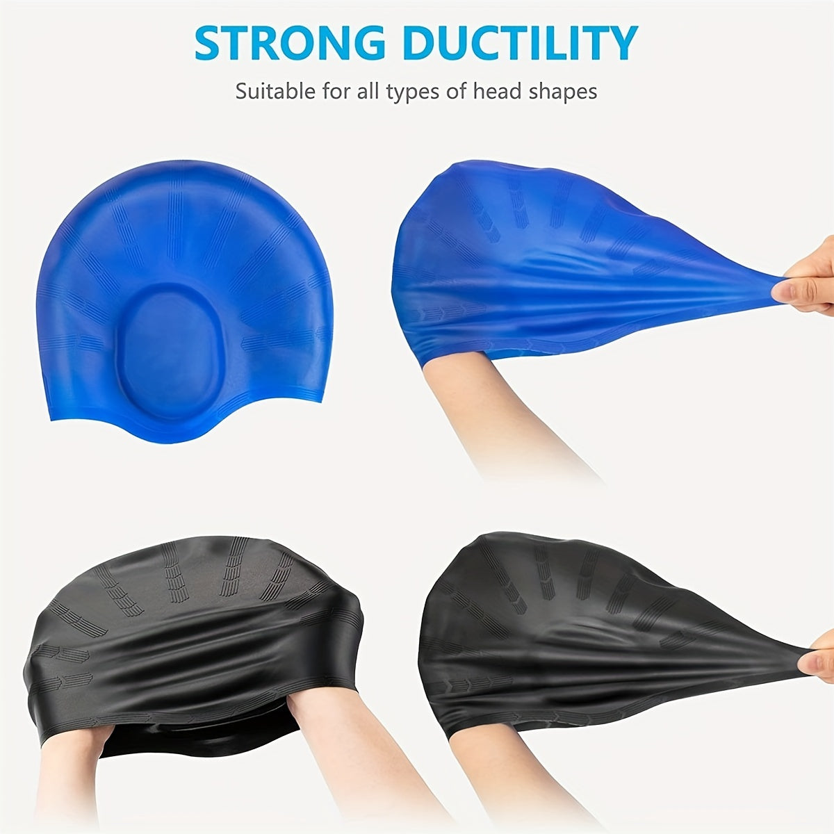 1pc Premium Silicone Swimming Cap with Ear Protection - Waterproof, Hand-Washable, Ideal for Men & Women with Long or Short Hair - Available in Black, Blue, Pink
