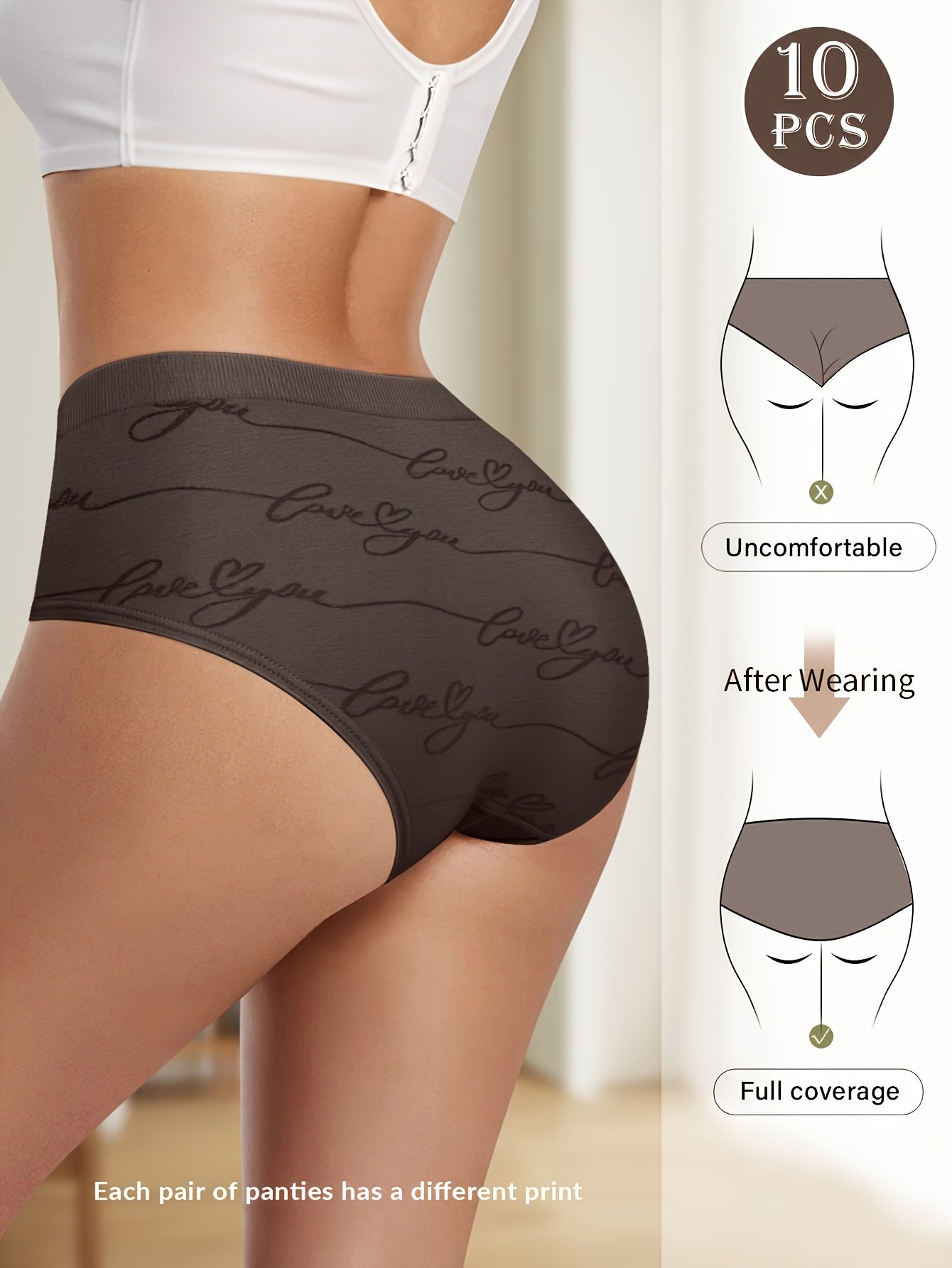 1/10 Pack Women's Panties Triangle Low-Rise Soft Breathable Minimalist Lightweight Seamless Random Color