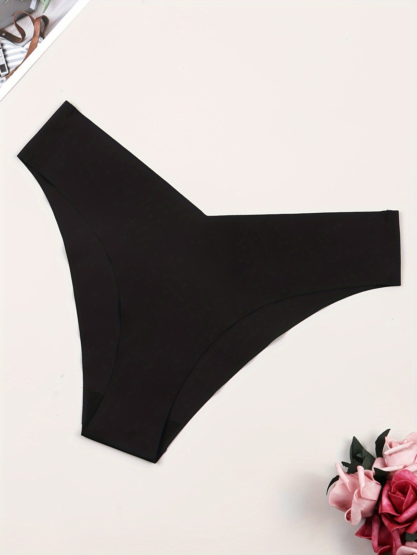 1 Pc Polyamide "I Love My Husband" Heart Print Black Panty - Women's Sexy Comfortable Breathable Knit Fabric Briefs