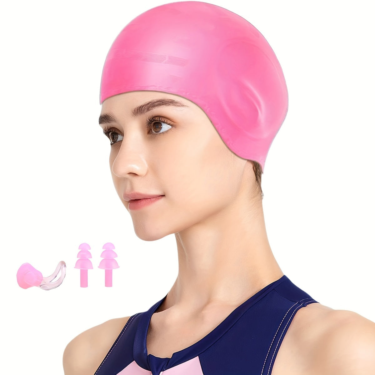 1pc Premium Silicone Swimming Cap with Ear Protection - Waterproof, Hand-Washable, Ideal for Men & Women with Long or Short Hair - Available in Black, Blue, Pink
