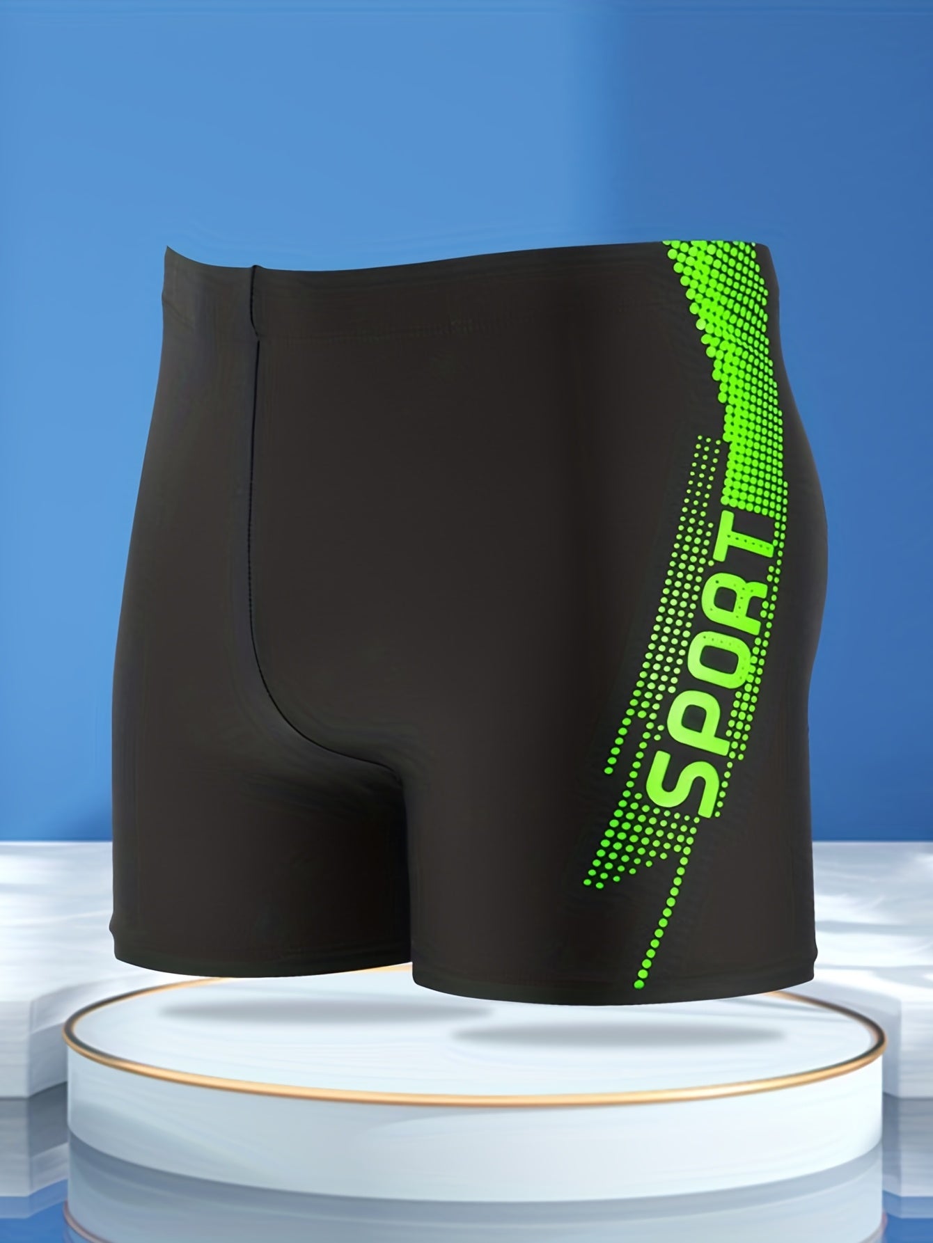 'Sport' Print Board Shorts, Quick-drying Drawstring Men's Swim Trunks, Men's Swimwear, Swim Shorts For Summer Beach Pool