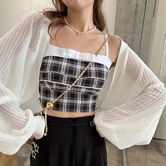 1pc Spring Summer Autumn Fashion Cardigan Dress with Batwing Sleeves and Cut-Out Overlay Shawl Coat for Women