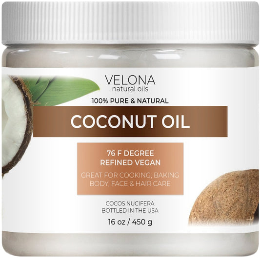 Coconut Oil 76 Degree by Velona 2 oz - 7 lb | 100% Pure and Natural Carrier Oil | in jar | Refined, Cold pressed