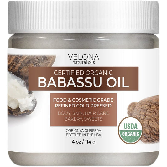 velona Babassu Oil USDA Certified Organic - 4 Fl Oz 100% Pure and Natural Carrier Oil | Refined, Cold Pressed | Face, Hair, Body, Skin Care