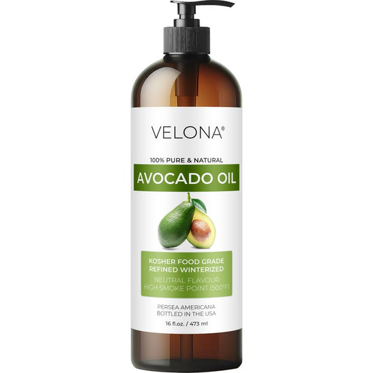 Avocado Oil by Velona - 2 Fl Oz - 1 Gallon/128 Fl Oz | 100% Pure and Natural Carrier Oil | Refined, Cold Pressed | Hair, Body and Skin Care