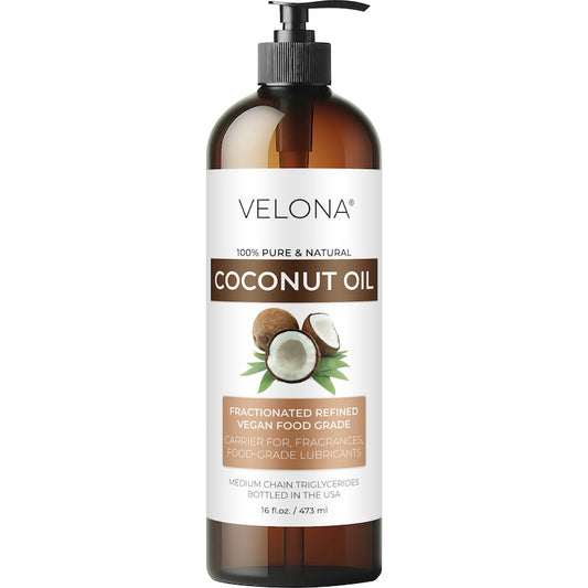 Coconut Oil by Velona 2 Fl Oz - 1 Gallon / 128 Fl Oz | 100% Pure and Natural Carrier Oil | Fractionated, Ultra Refined