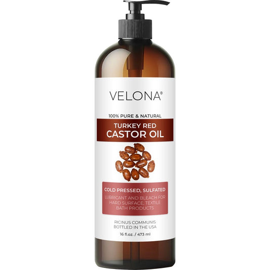 Castor Oil Turkey Red Oil by Velona - 2 Fl Oz - 7 lb, Natural, Cold Pressed, Hair Body and Skin Care