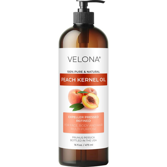 Peach Kernel Oil by Velona 2 Fl Oz - 1 Gallon / 128 Fl Oz | 100% Pure & Natural Carrier Oil |Refined, Expeller pressed | Cooking