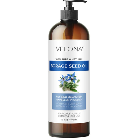 Borage Seed Oil by Velona 2 Fl Oz- 7 lb | 100% Pure and Natural Carrier Oil | Refined, Expeller pressed | Skin, Face, Hair Care