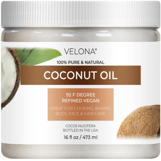 Coconut Oil 92 Degree by Velona 2 Fl Oz - 1 Gallon / 128 Fl Oz | 100% Pure and Natural Carrier Oil | in jar | Refined, Cold pressed