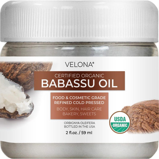 velona Babassu Oil USDA Certified Organic - 2 Fl Oz 100% Pure and Natural Carrier Oil | Refined, Cold Pressed | Face, Hair, Body & Skin Care