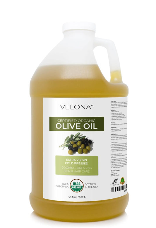 velona USDA Certified Organic Olive Oil - 64 Fl Oz | 100% Pure and Natural Oil | Extra Virgin, Unrefined, Cold Pressed | Cooking, Dressing